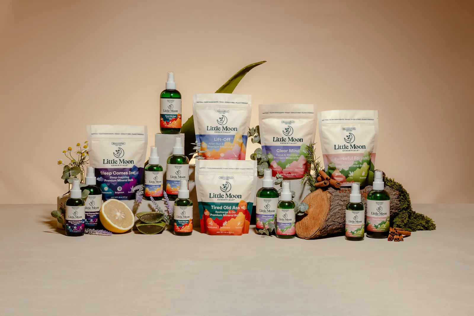 The full Little Moon collection of mineral baths and mists
